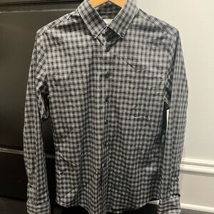 Men's Black and Gray Checkered Shirt